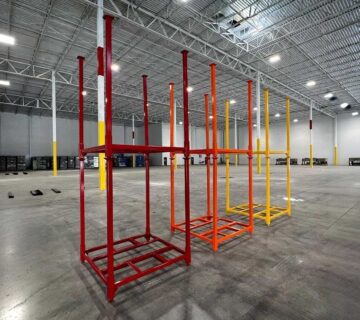 Stackable steel pallets in warehouse Karachi Pakistan