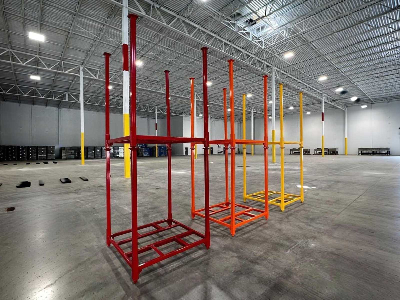 Stackable steel pallets in warehouse Karachi Pakistan