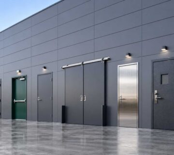 Industrial steel door installation in a warehouse in Pakistan — Khambatis